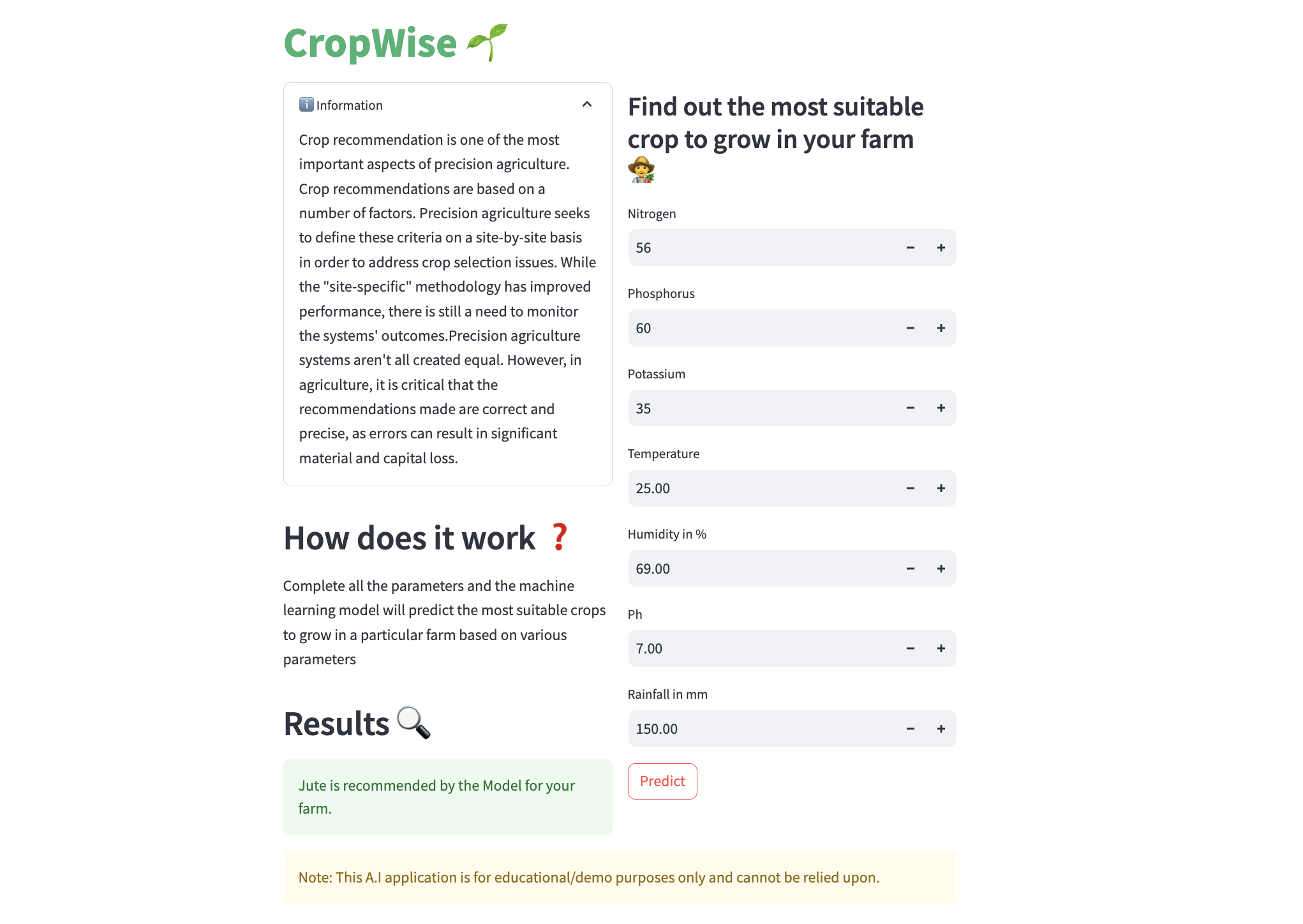 Crop recommendation system using ML